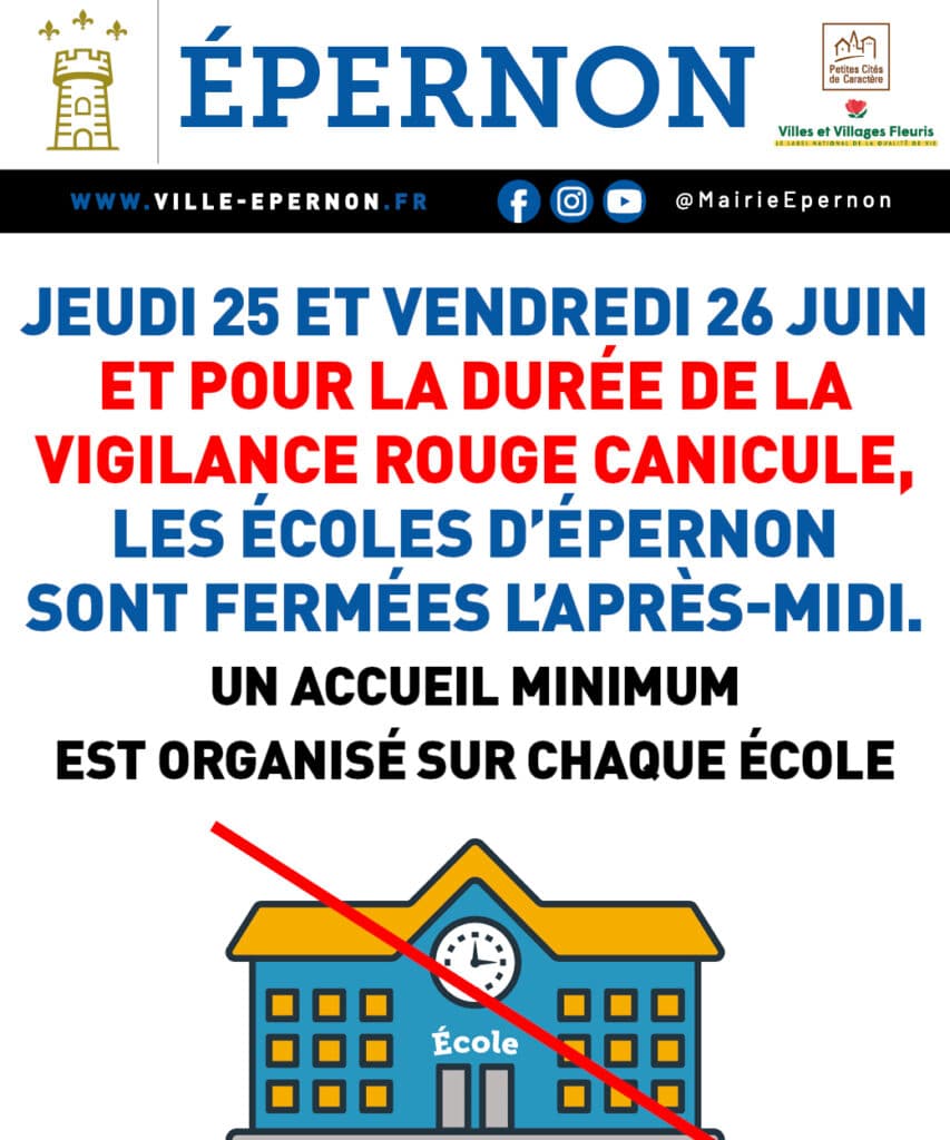 JEI école fermée PM pour canicule rouge