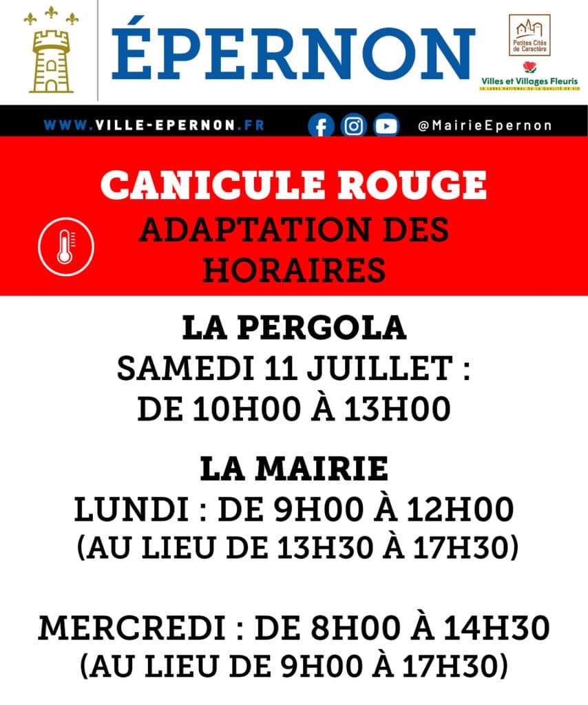 JEI CANICULE HORAIRES PERGOLA ET MAIRIE