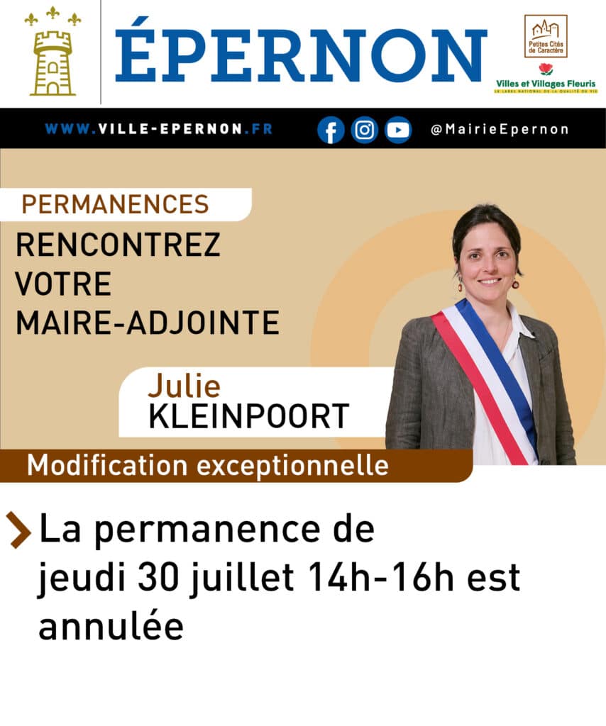 JEI permanence julie K annulée jeudi 30 juillet 2026